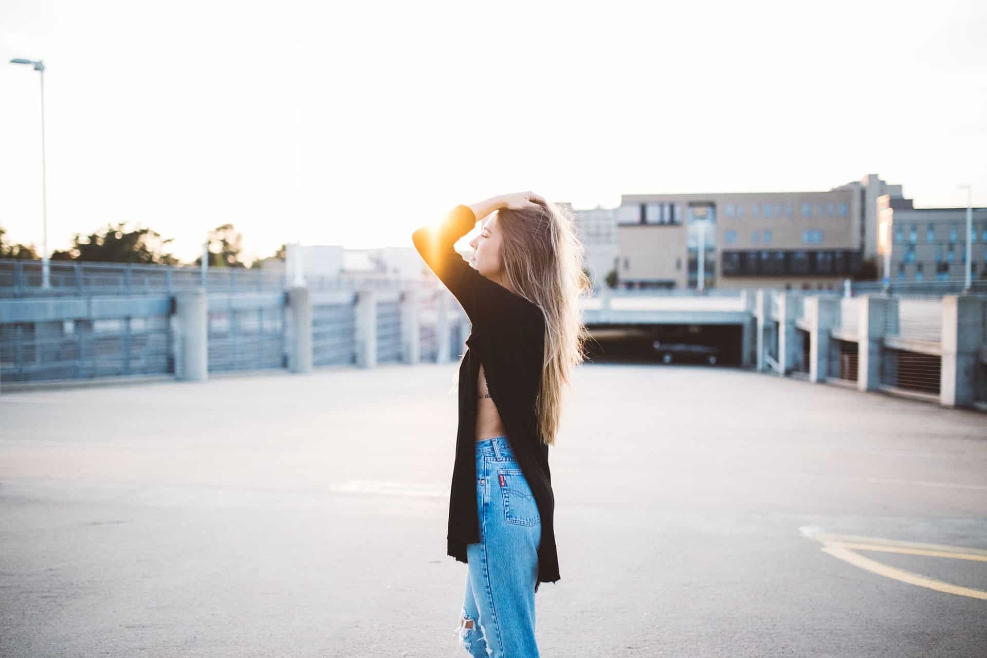 flat chested girl in black tops