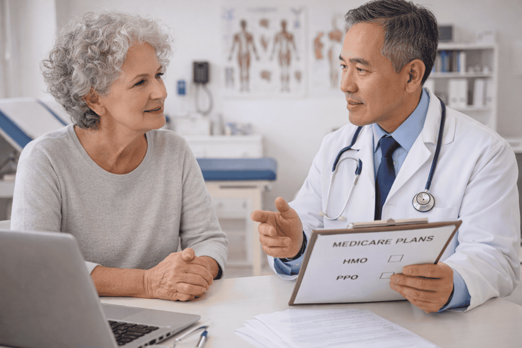 senior lady talking to doctor - featured image